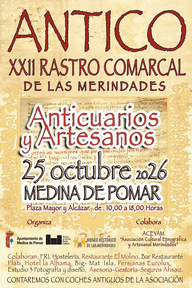 ANTICO reunirá a anticuarios y artesanos en Medina de Pomar el 25 de octubre