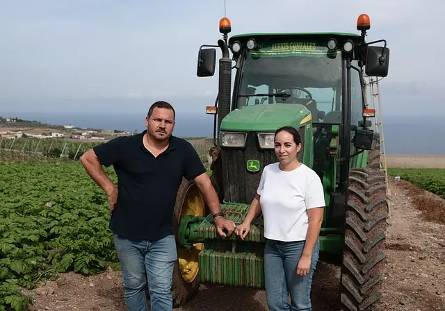 Una explotación familiar cultiva papas en tierras de Moya y Guía