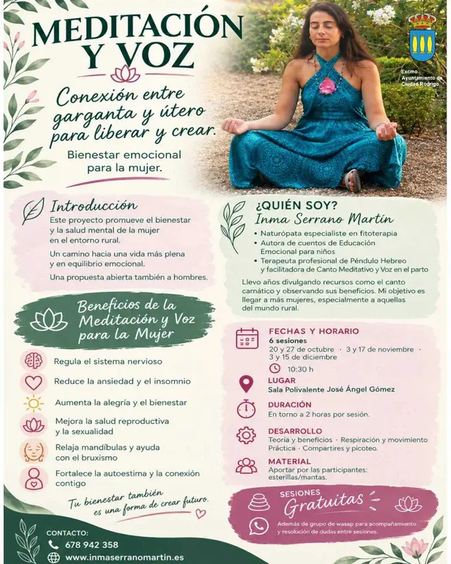 Ciudad Rodrigo prepara seis sesiones gratuitas para explorar meditación y voz