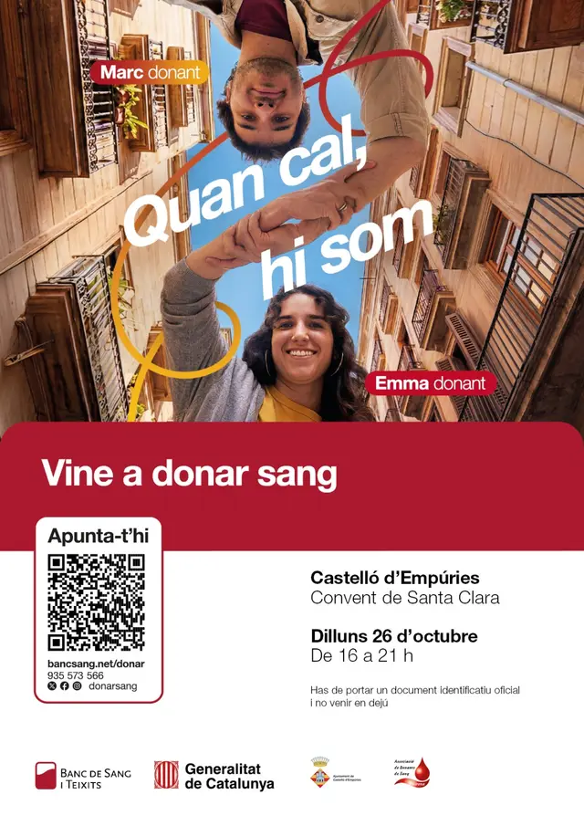 Castelló d’Empúries acogerá una jornada de donación de sangre el 26 de octubre