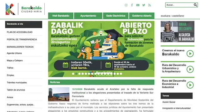 La web municipal de Barakaldo seguía sin funcionar al comenzar el lunes