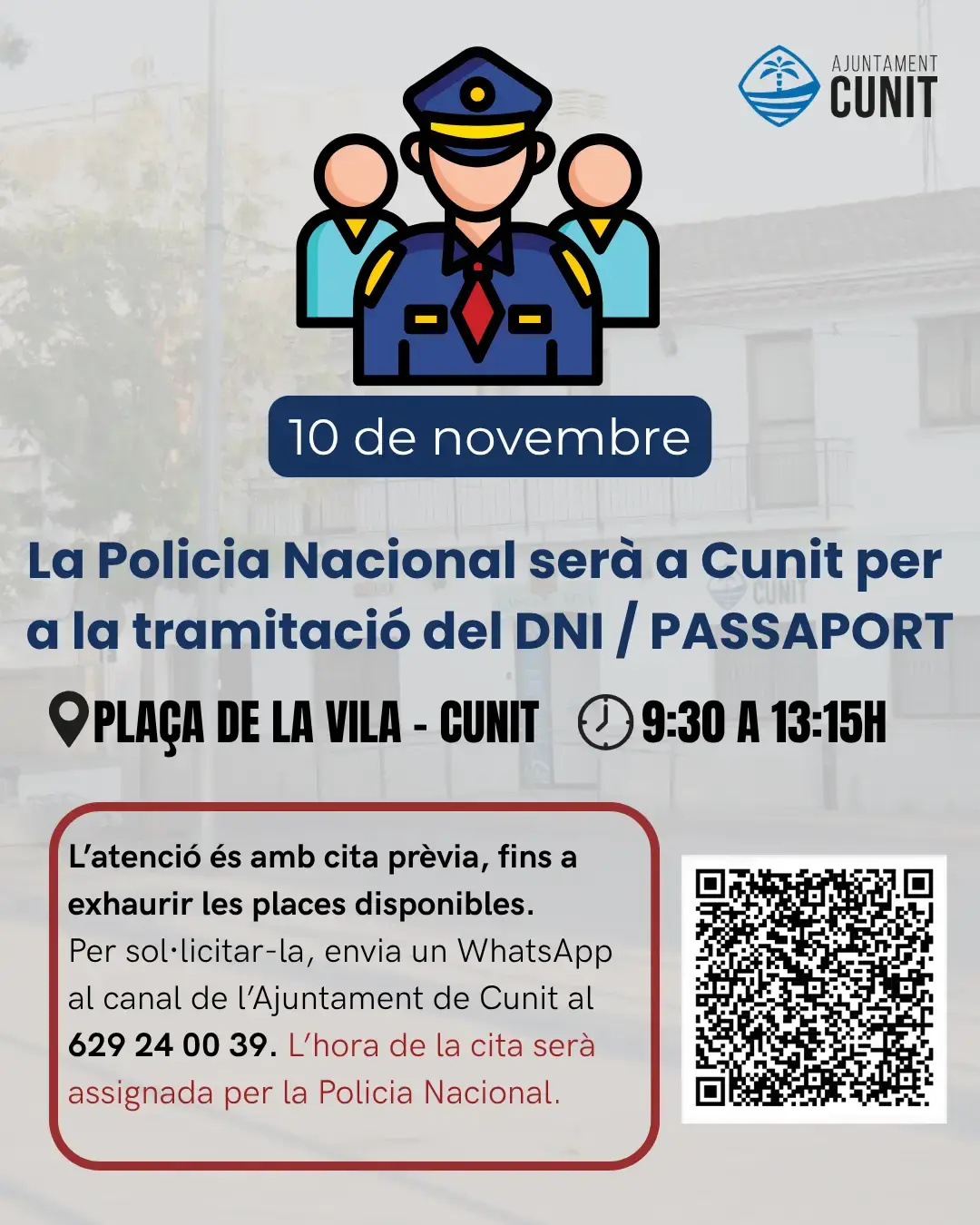 Cunit ofrecerá una nueva jornada presencial para tramitar el DNI y el pasaporte