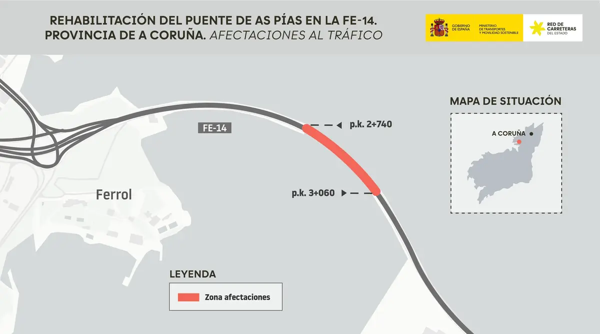 La rehabilitación de la ponte das Pías restringirá el tráfico a un carril