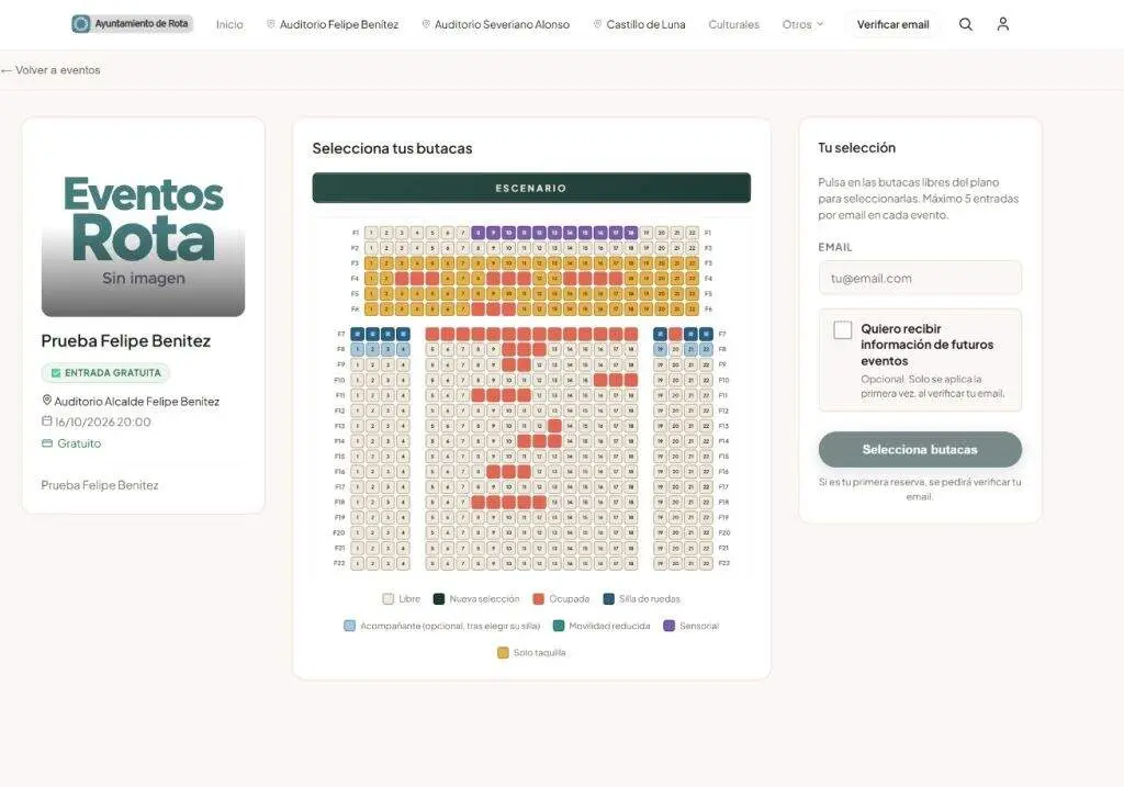 Rota estrena una web para comprar entradas y consultar su agenda de eventos