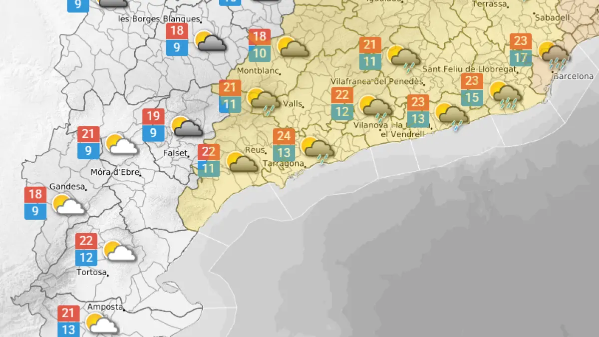 El martes seguirá con nubes y algunas lluvias en el Camp de Tarragona