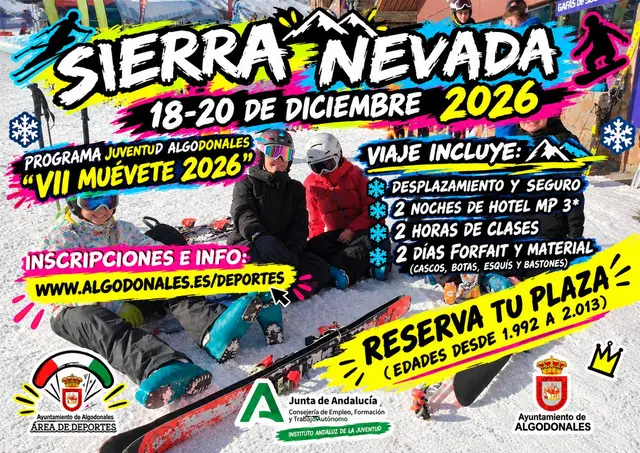 Algodonales organiza una salida de esquí y snowboard a Sierra Nevada en diciembre