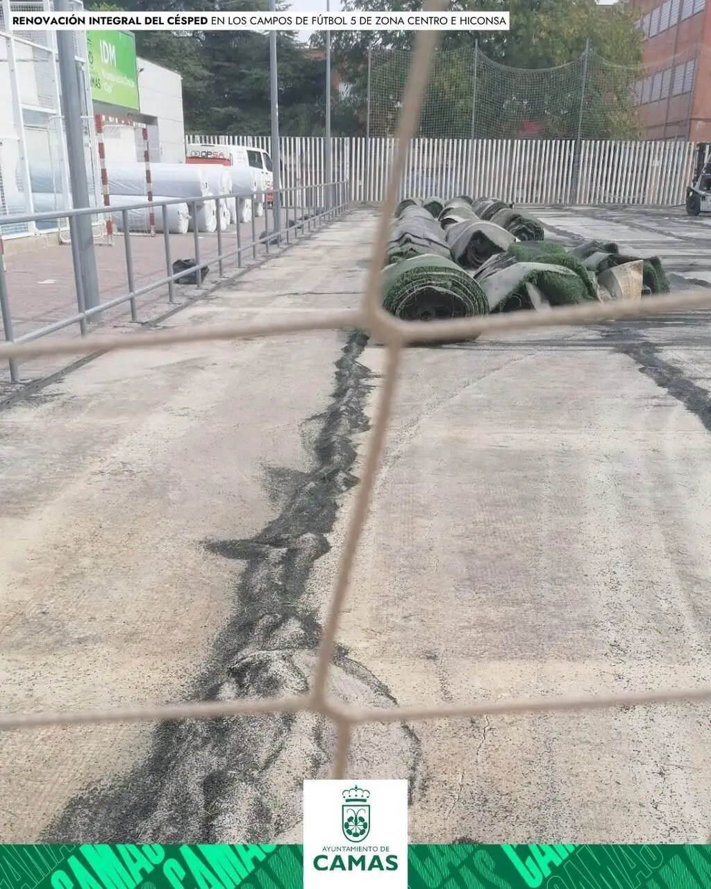 Comienza en Camas la renovación de dos campos de fútbol 5