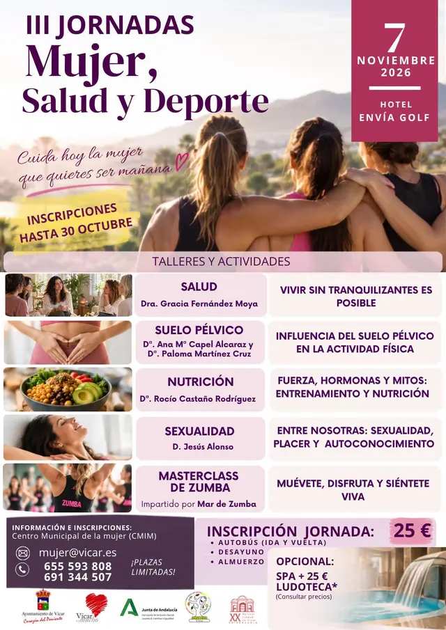 Vícar celebrará en noviembre sus terceras jornadas sobre mujer, salud y deporte