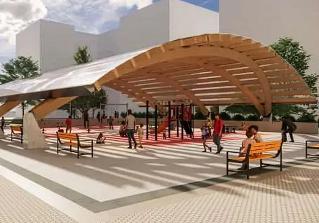 La plaza Santiago tendrá una cubierta elíptica sobre su zona de juegos