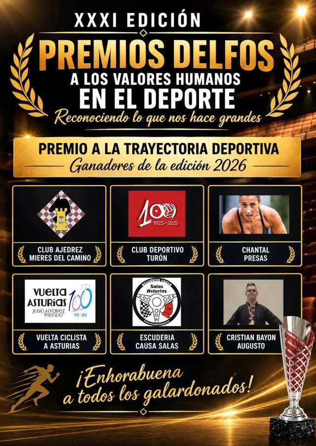Cristian Bayón recibirá en Grado un Premio Delfos por su trayectoria deportiva
