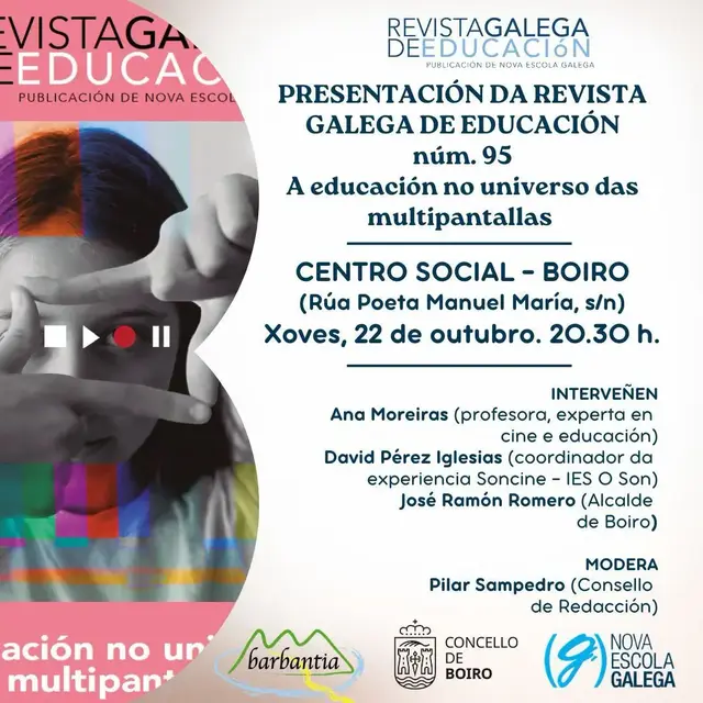Boiro será escenario de la presentación de un nuevo número de la Revista Galega de Educación