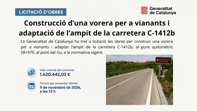 Tremp licita una nueva acera peatonal en el puente de la C-1412b