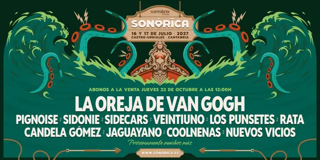 La Oreja de Van Gogh encabezará la primera tanda de Sonórica 2027