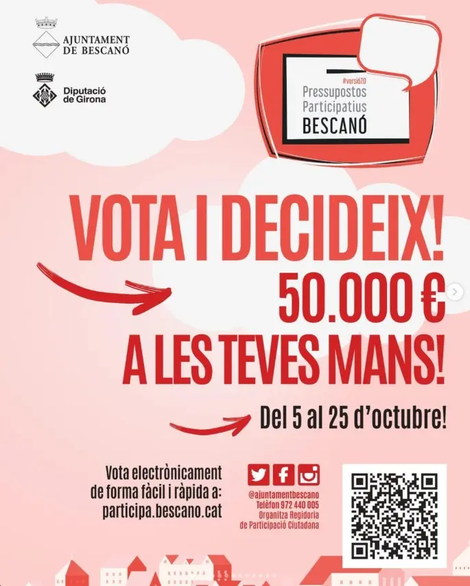 Bescanó abre la elección ciudadana de proyectos por valor de 50.000 euros