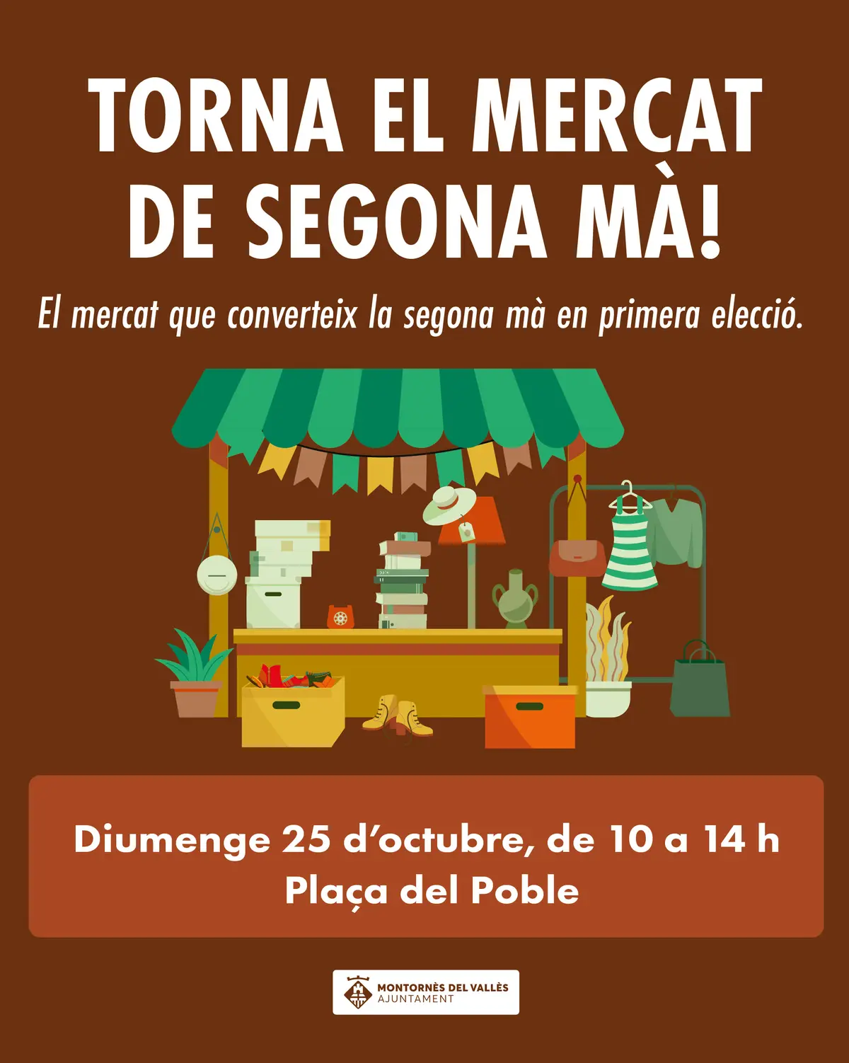 La Plaça del Poble acogerá el domingo un mercado de segunda mano