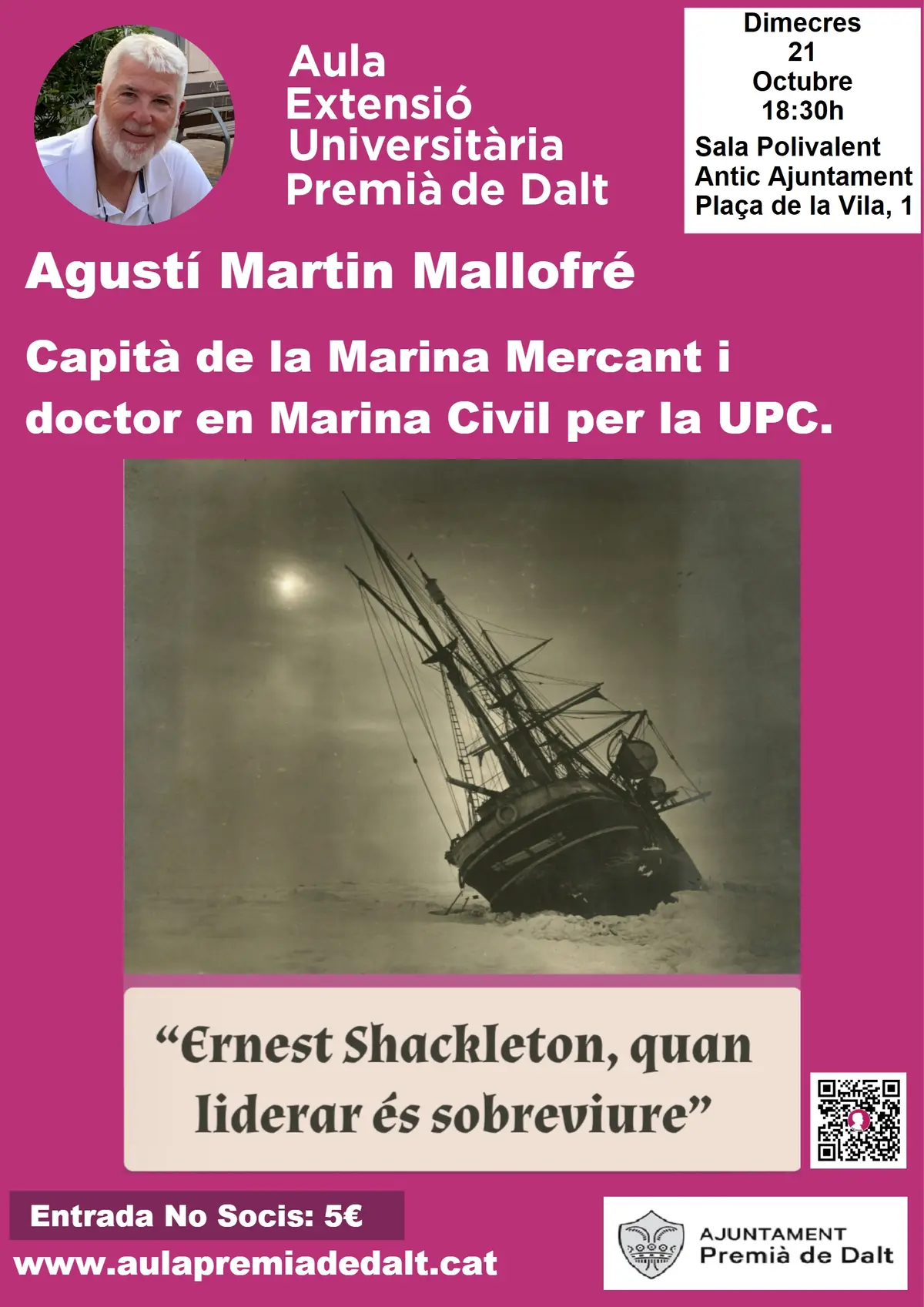 Premià de Dalt anuncia una charla sobre liderazgo y supervivencia ligada a Shackleton