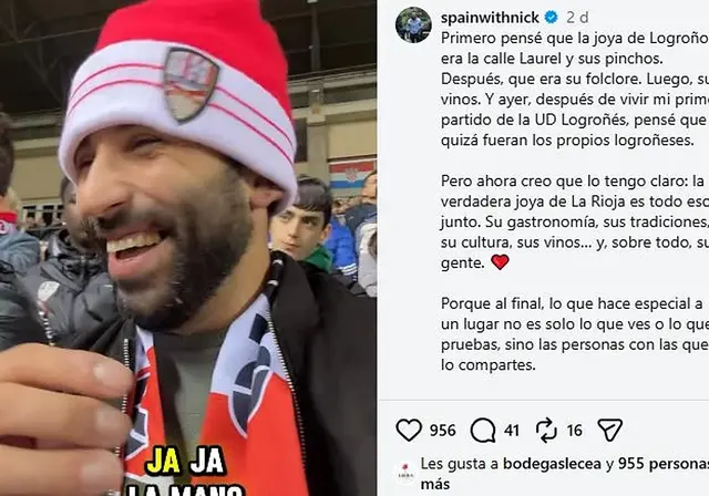 Champiñones, vino y fútbol: un creador muestra su recorrido por Logroño