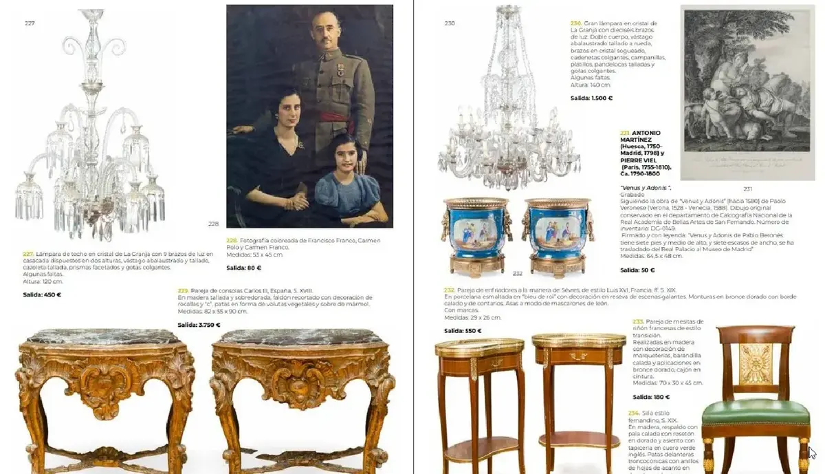 La subasta de objetos del pazo de Sada reúne 689 lotes y supera los 200.000 euros de salida