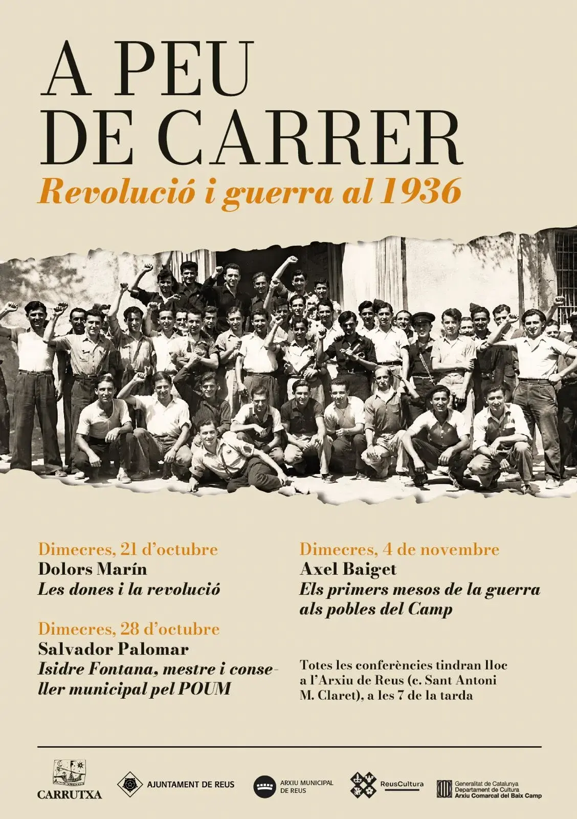 Reus acogerá un ciclo de conferencias sobre la revolución y la guerra de 1936