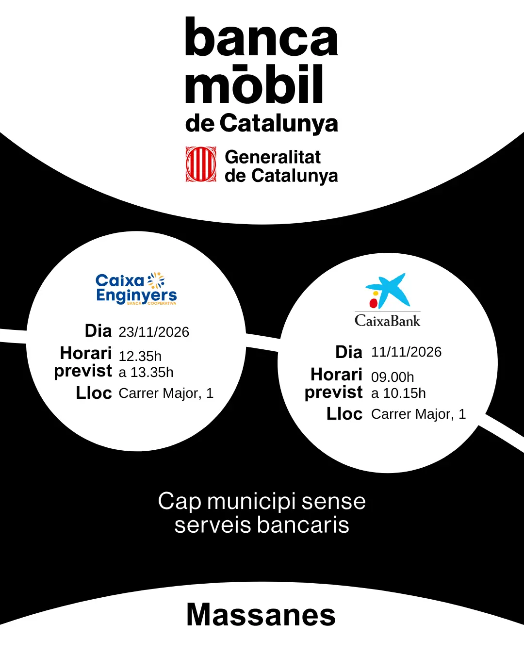 La banca móvil tendrá dos paradas en Massanes durante noviembre