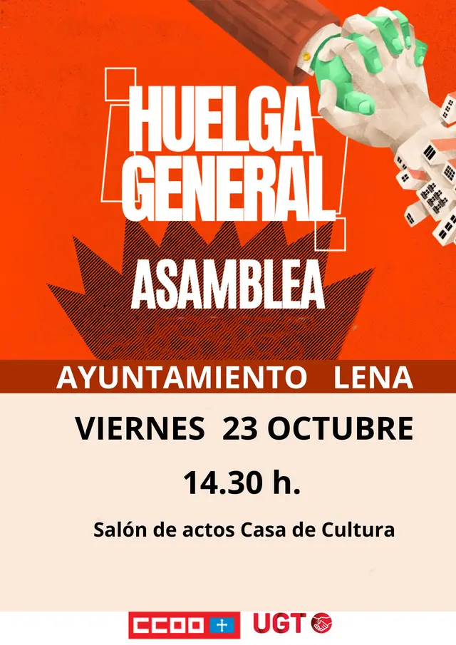 Los sindicatos convocan a la plantilla municipal de Lena antes de la huelga general