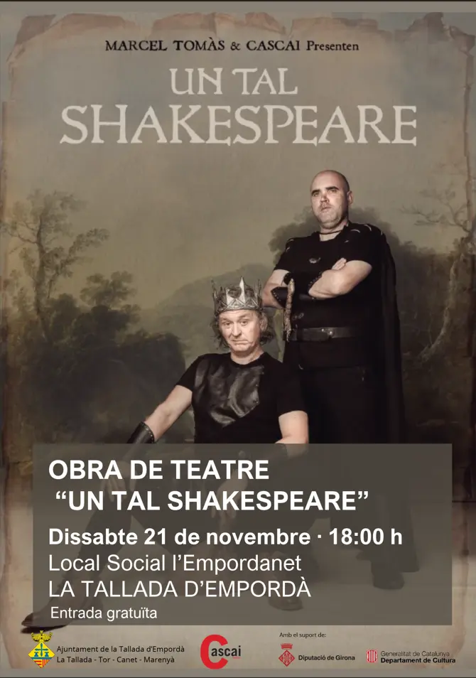 La Tallada anuncia una función de «Un tal Shakespeare» con entrada gratuita