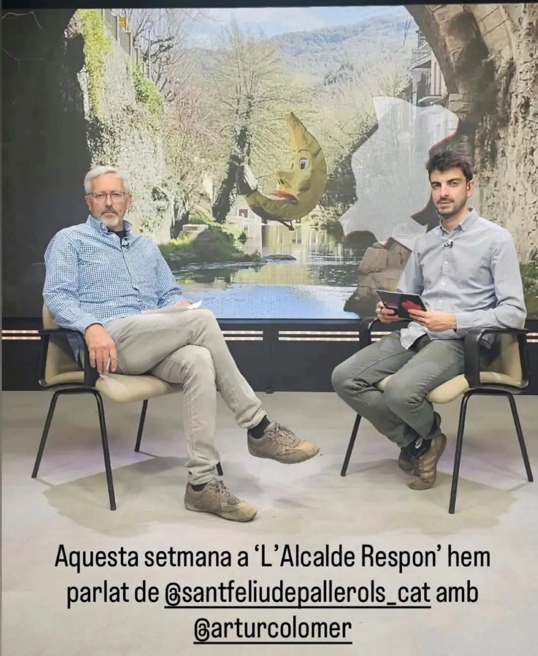 Artur Colomer aborda asuntos de Sant Feliu de Pallerols en Olot Televisió