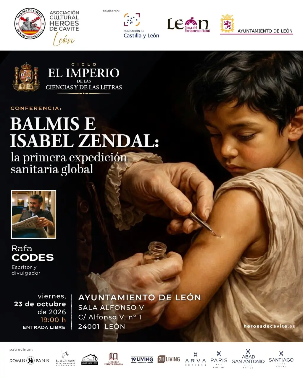 Rafa Codes abordará en León la expedición sanitaria de Balmis y Zendal