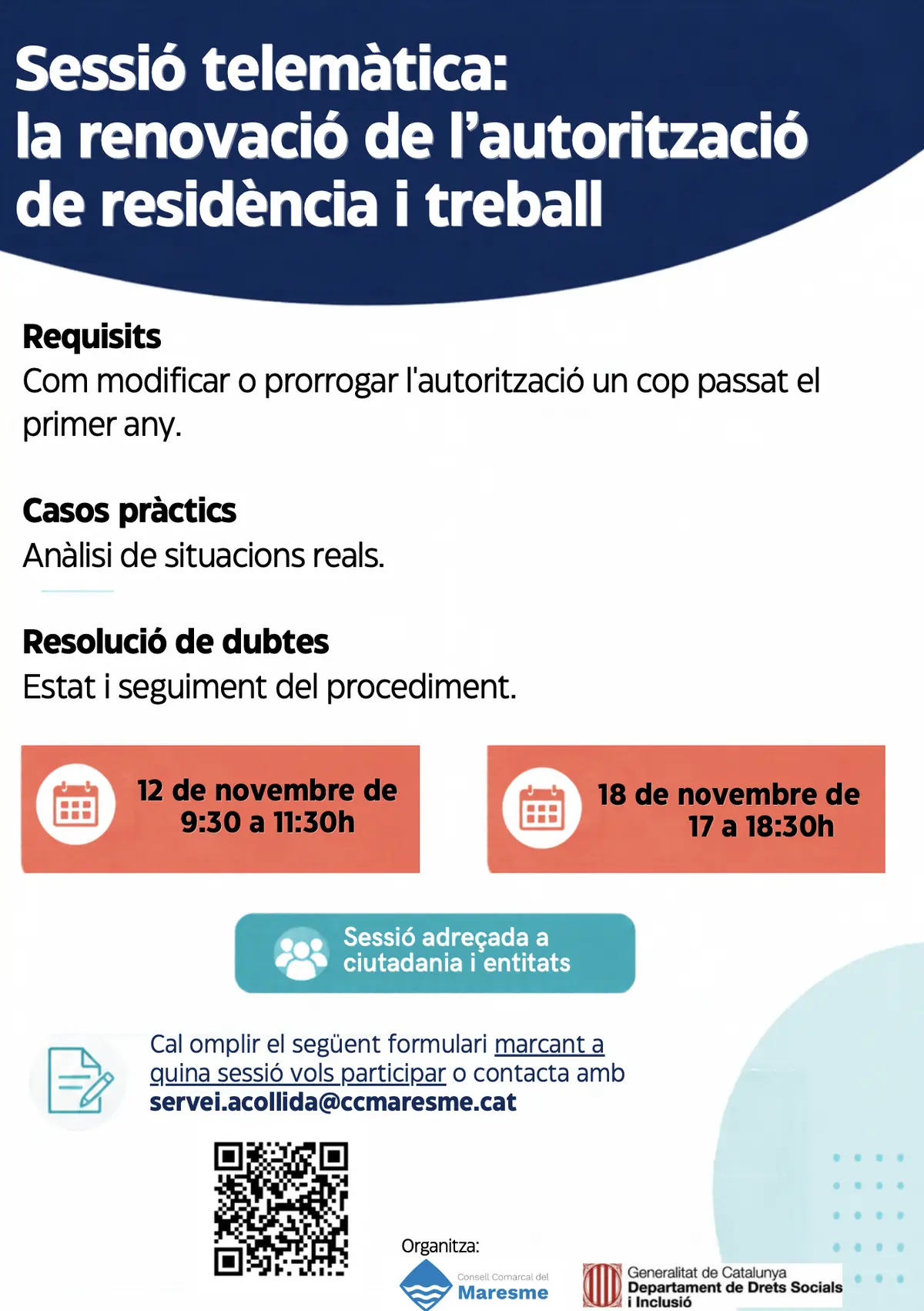 Dos sesiones en línea abordarán la renovación de permisos de residencia y trabajo