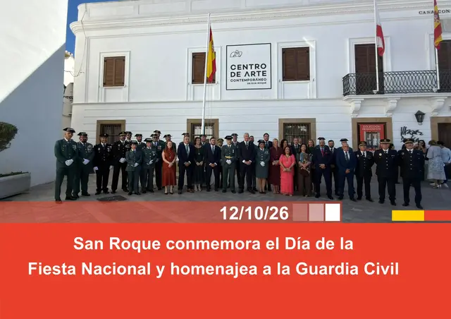 San Roque celebra la Fiesta Nacional con un izado de bandera y homenaje a la Guardia Civil