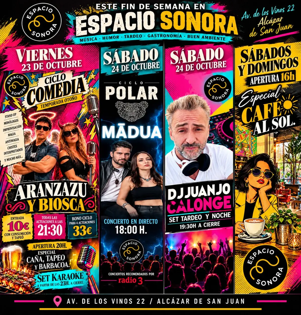 Comedia, rock y karaoke se dan cita en la programación de Espacio Sonora