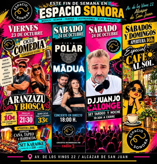 Comedia, rock y karaoke se dan cita en la programación de Espacio Sonora