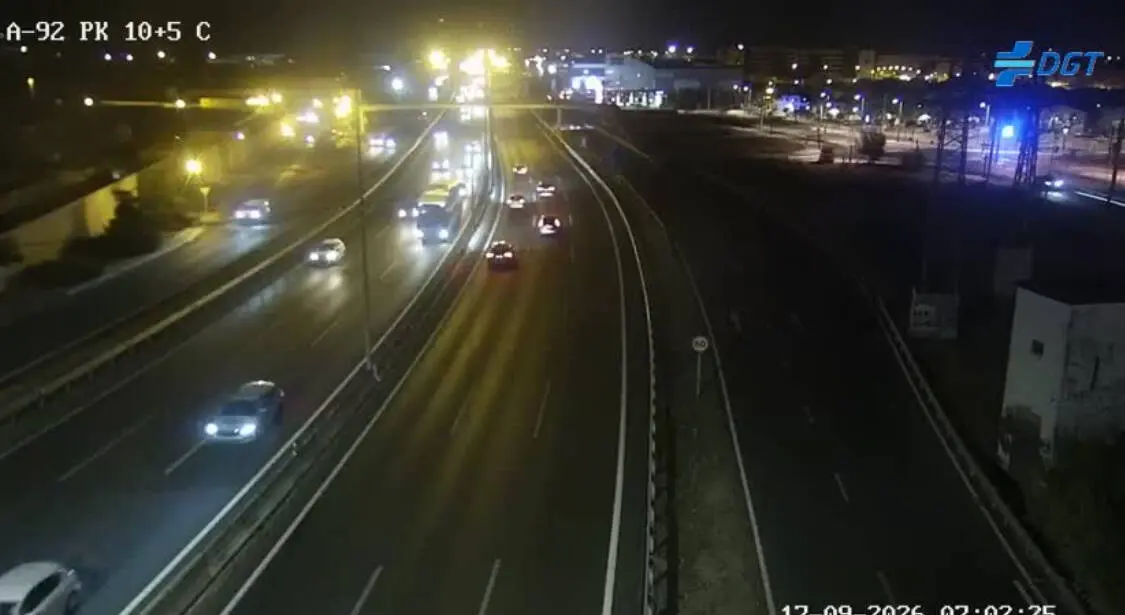 Tráfico lento en la A-49 a la altura de Camas en dirección a Sevilla