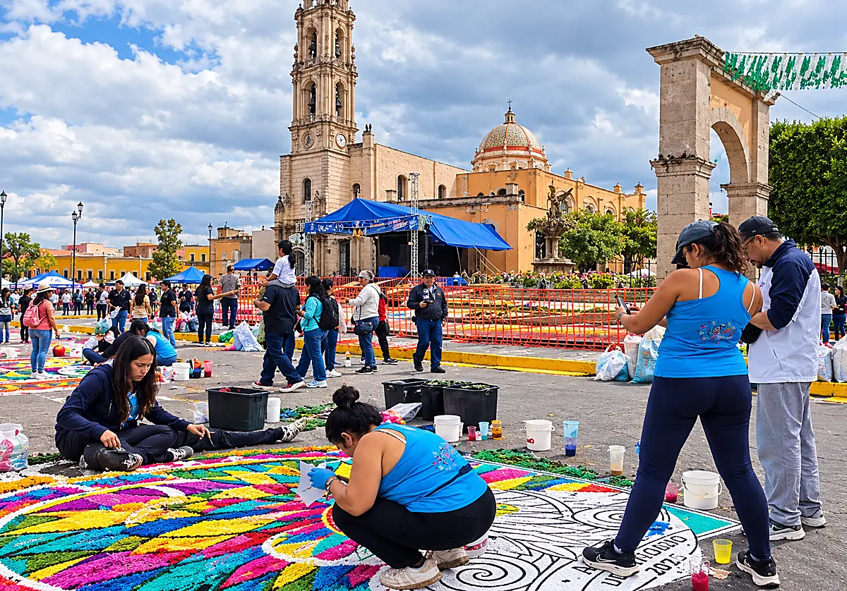 Arucas lleva la tradición de sus alfombras del Corpus hasta Uriangato