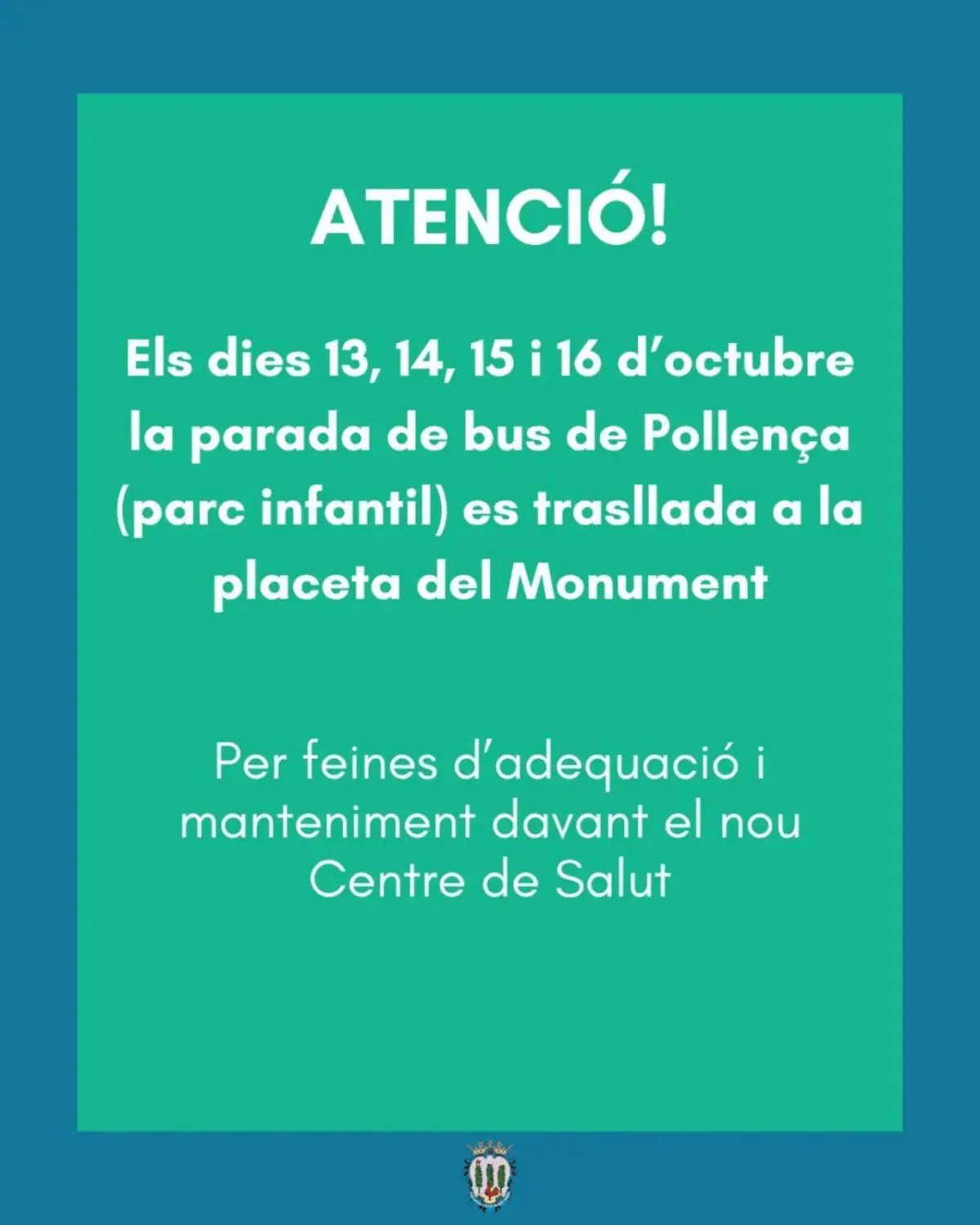 La parada de autobús de Pollença cambiará temporalmente del 13 al 16 de octubre