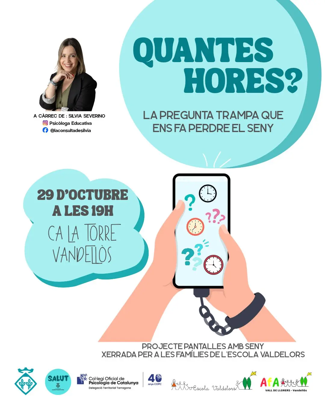 Una charla para familias abordará la pregunta de «cuántas horas» en Vandellòs