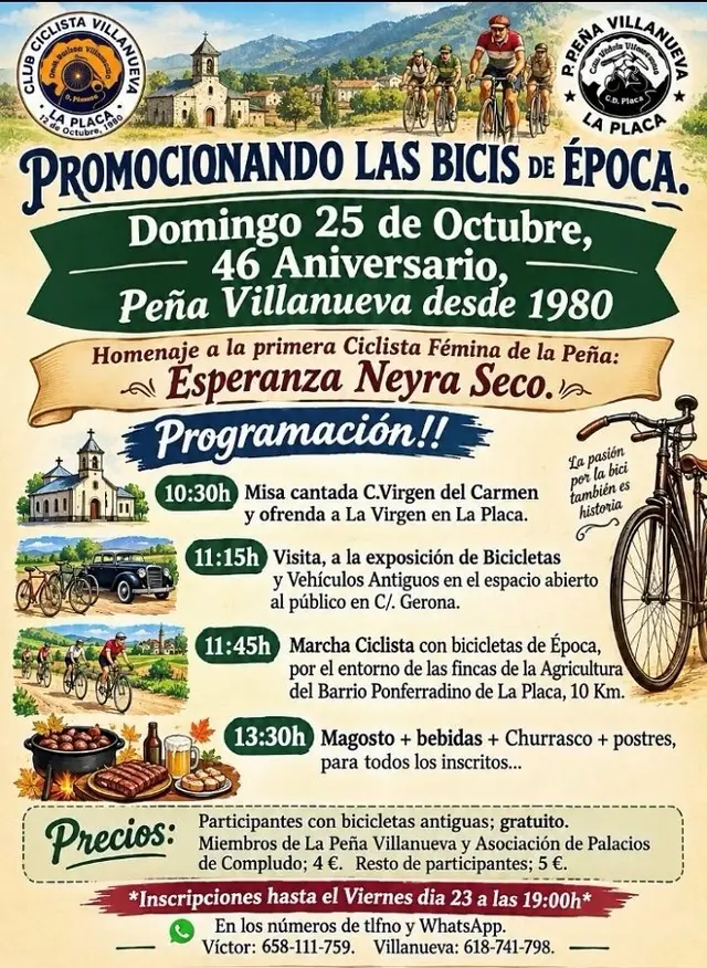 Una marcha de bicicletas antiguas marcará el aniversario de la Peña Ciclista Villanueva