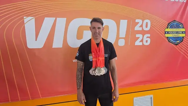 Siete medallas para un policía local de Culleredo en los Juegos Europeos