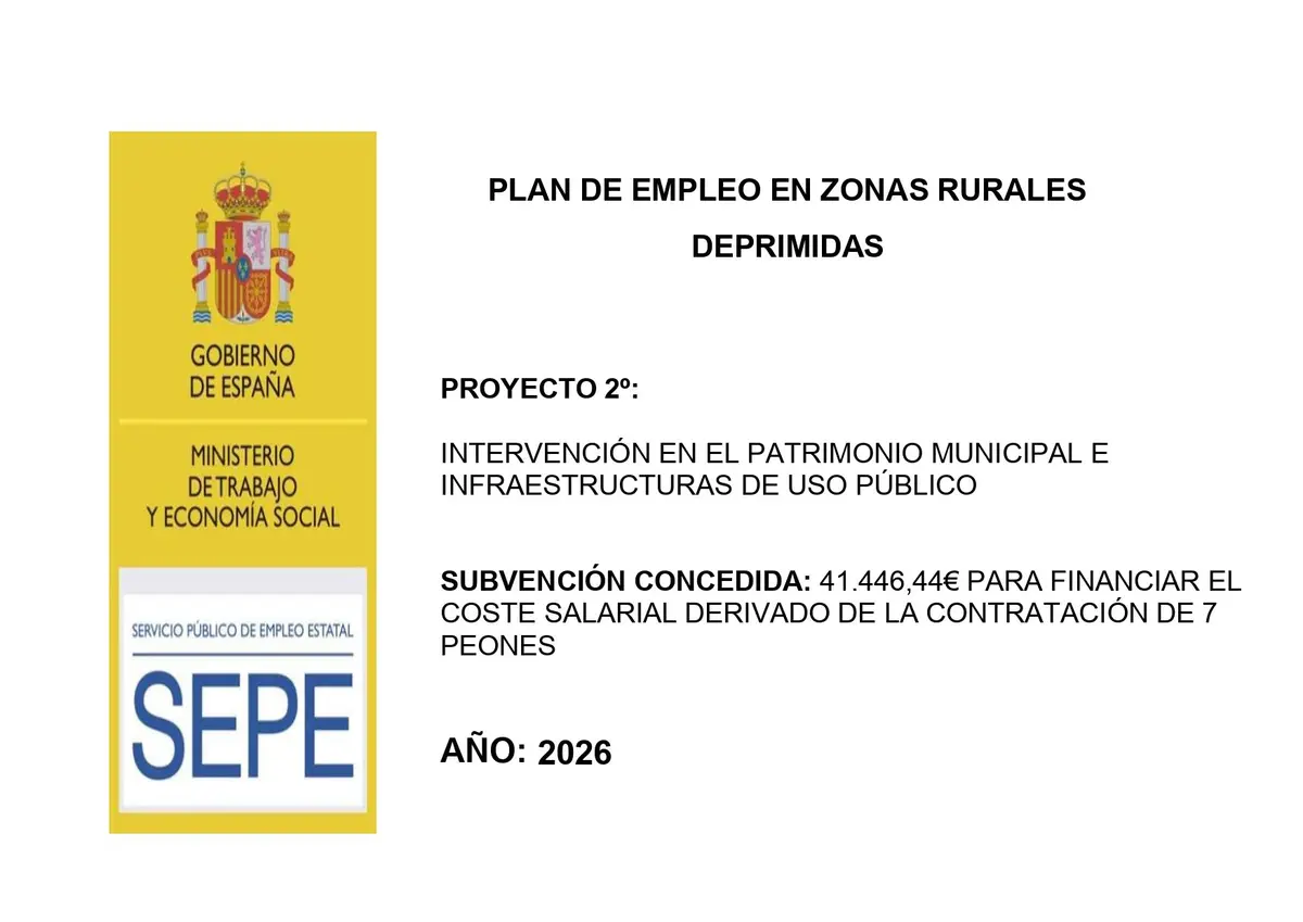 Villanueva de Alcardete publica las bases de un nuevo proyecto de empleo rural