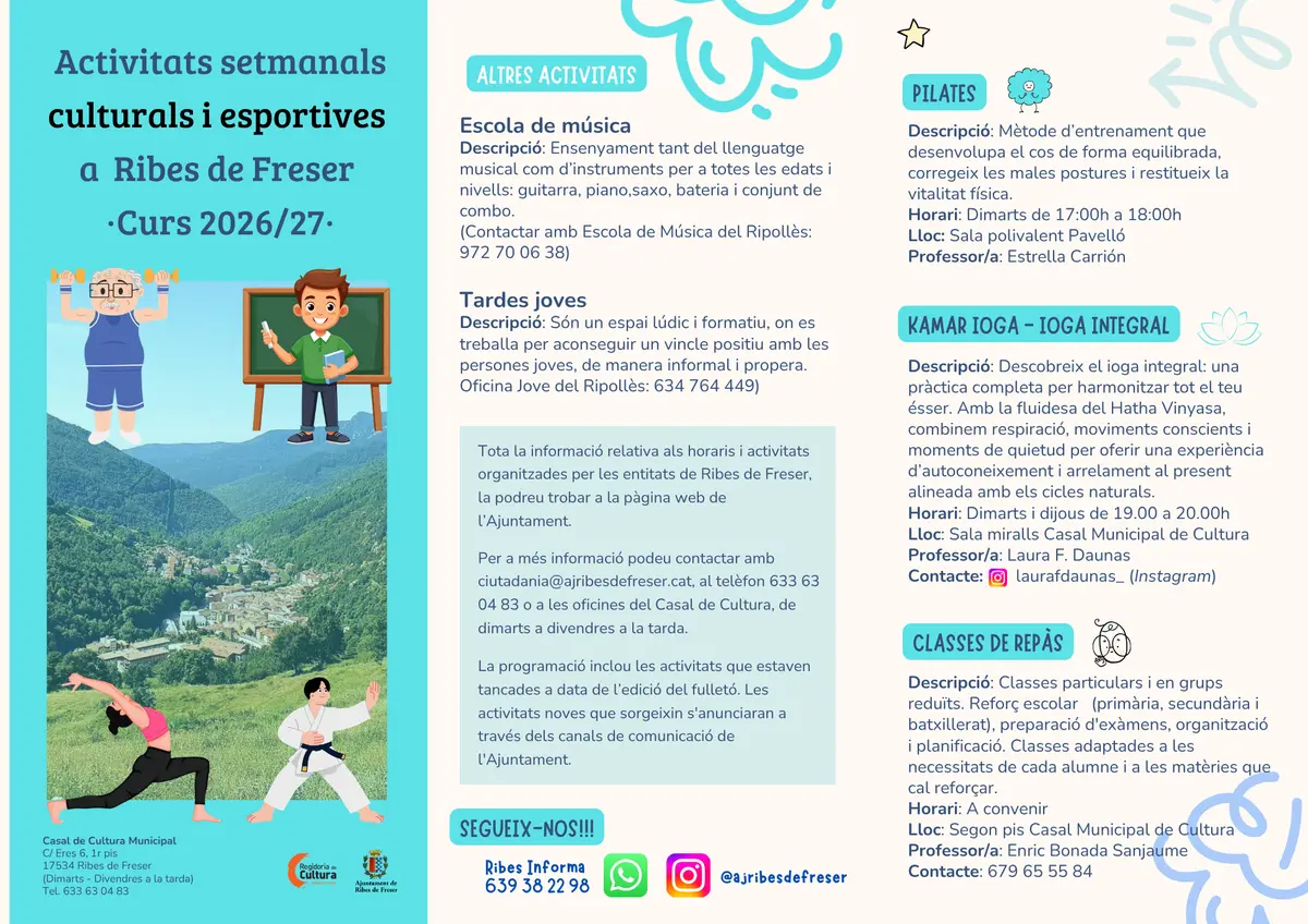 Ribes de Freser presenta su oferta semanal de actividades para el curso 2026-2027