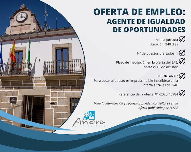 Añora ofrece un puesto de agente de igualdad de oportunidades