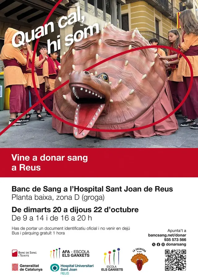 Els Ganxets invita a la ciudadanía de Reus a donar sangre