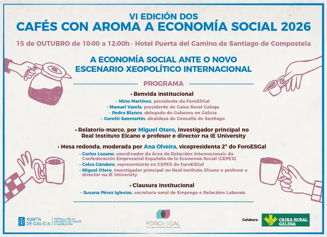 ForoESGal organiza en Santiago la sexta cita de sus cafés sobre economía social