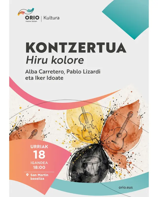 El trío Hiru kolore actuará el 18 de octubre en San Martin baseliza