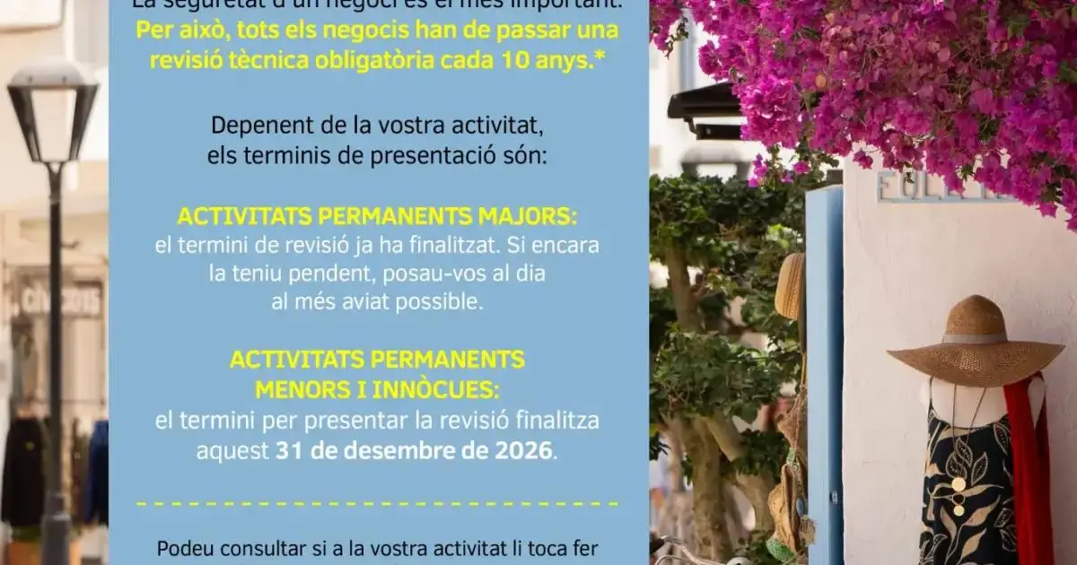 El Consell recuerda a los negocios de Formentera que deben revisar sus instalaciones en 2026