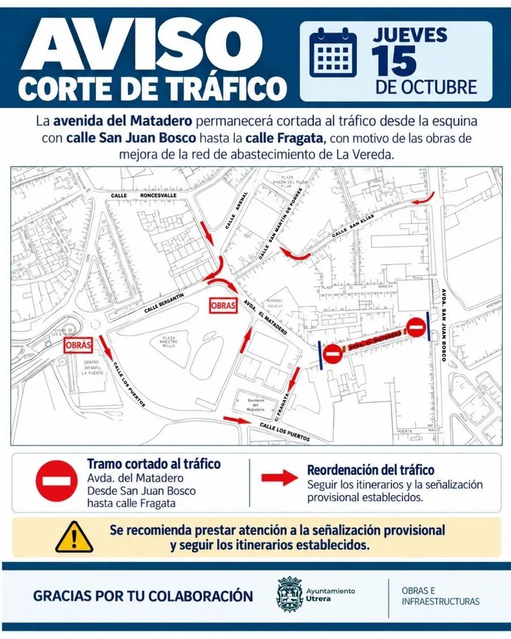 La avenida del Matadero tendrá un corte temporal por obras en la red de agua