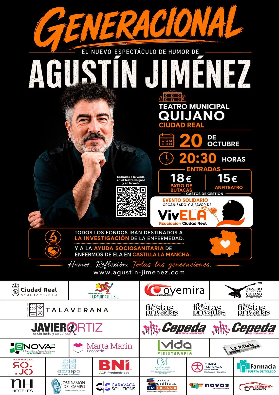 Agustín Jiménez llevará su espectáculo solidario al Teatro Quijano el 20 de octubre