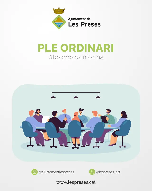 El pleno ordinario de Les Preses se reúne el 15 de octubre por la tarde