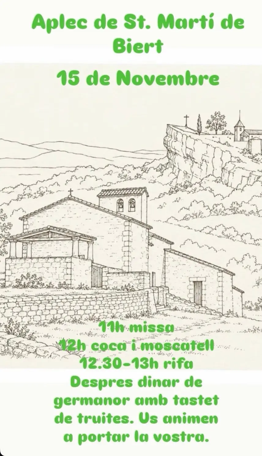 Sant Martí de Biert celebrará su encuentro anual el 15 de noviembre
