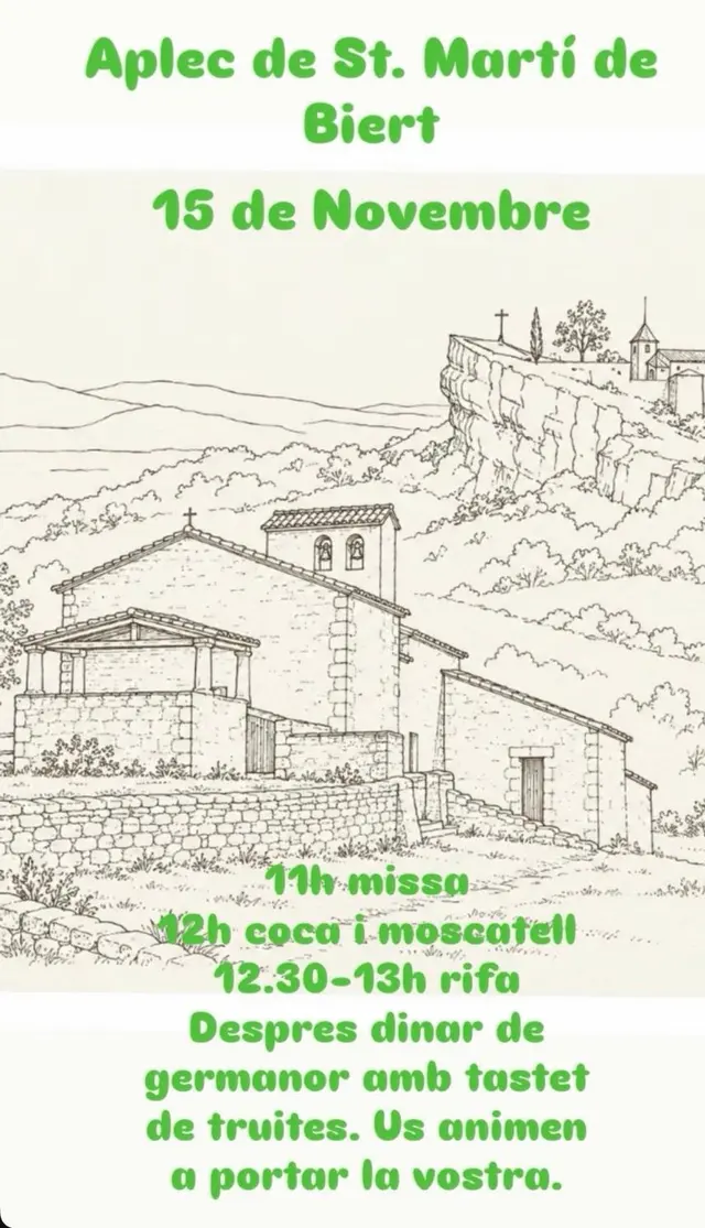 Sant Martí de Biert celebrará su encuentro anual el 15 de noviembre